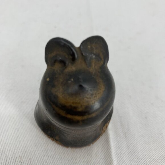 Art Pottery Toad Frog Ceramic Figurine Small Miniature Mini Signed Marie 2.25" - Picture 3 of 6